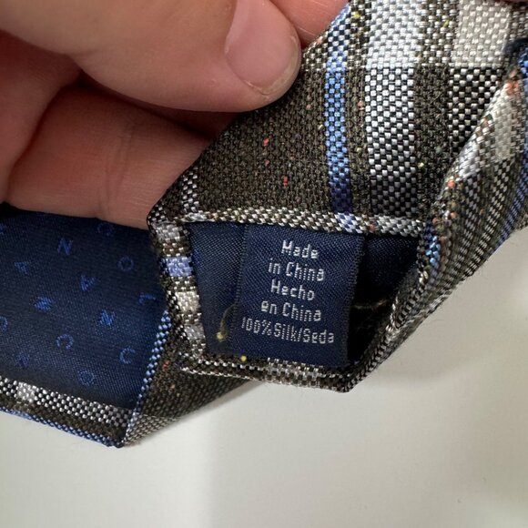 COLE HAAS brown plaid 100% silk neck tie - Picture 4 of 6